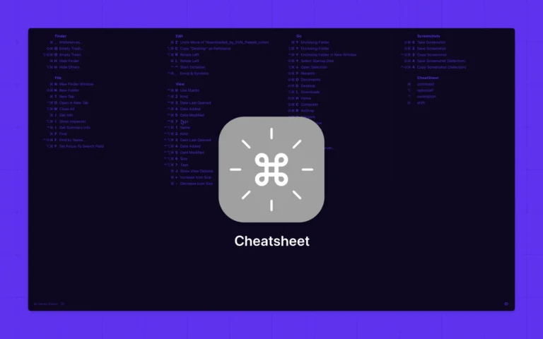 Cheatsheet -ứng dụng xem danh sách phím tắt của mọi ứng dụng trên macos