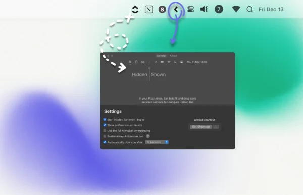 Hidden Bar - Ẩn icon trên menubar MacOS