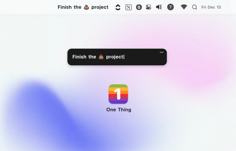 One Thing - Ứng dụng thêm chữ trên menu bar MacOS
